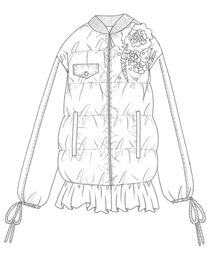 Nylon puffer technical front