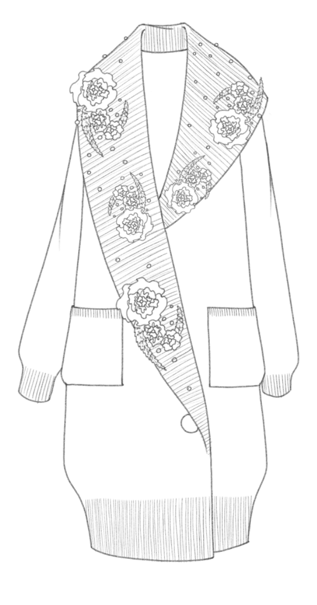 Maxi cardigan technical front