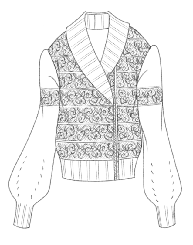 Lace-stitch knit technical front