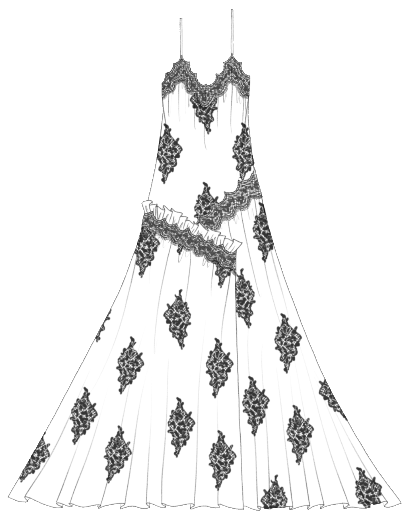 Lace patch dress technical front