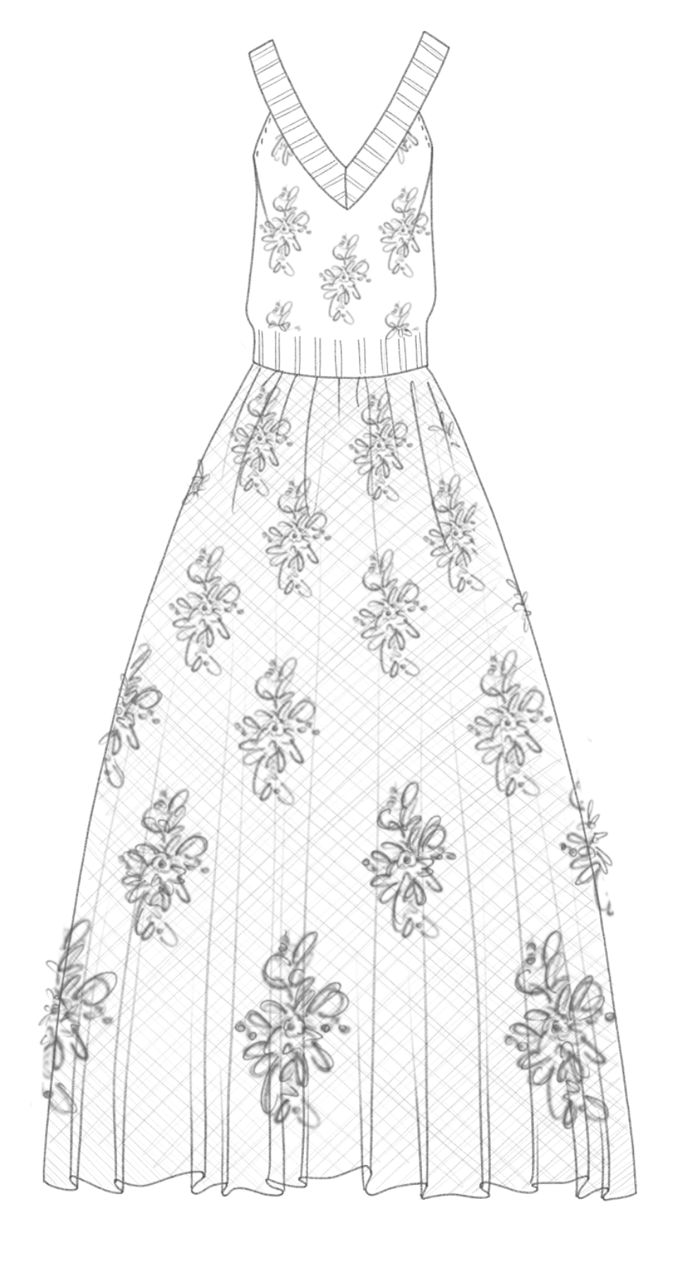 Tulle dress technical front