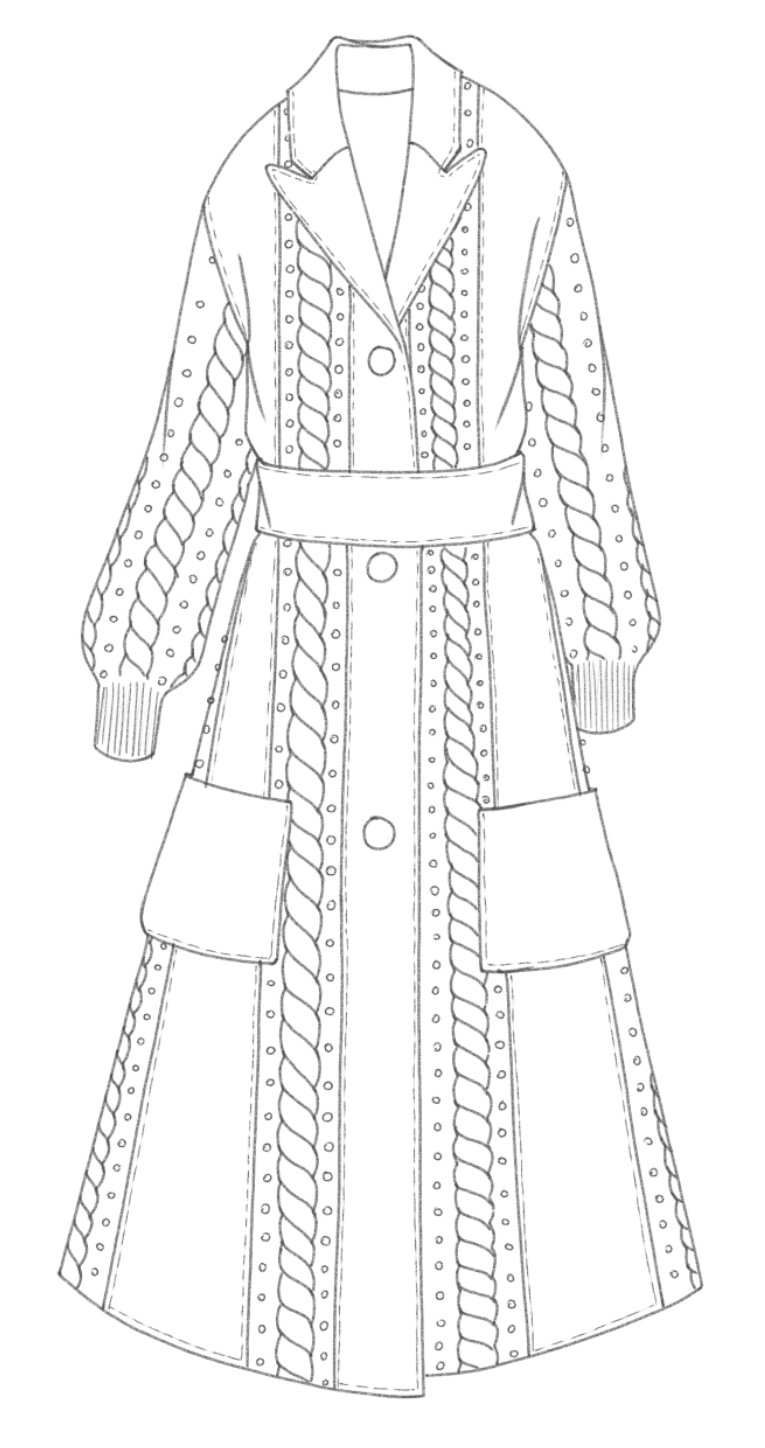 Faux-leather coat technical front