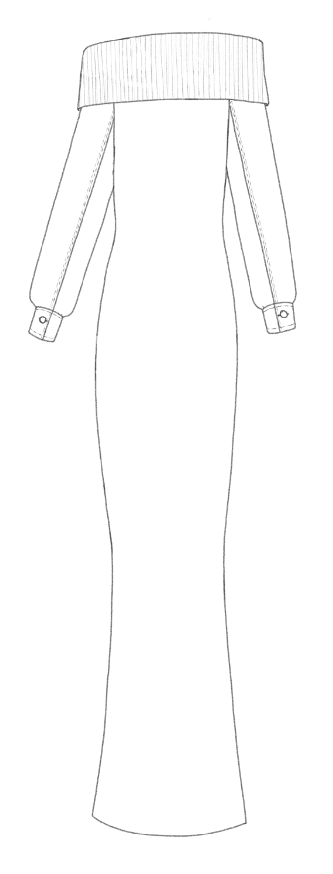 Off-shoulder knit dress technical back
